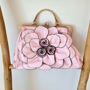 KAXIDY Pink Flower Handbag PU Leather Crossbody Shoulder Bag Purse